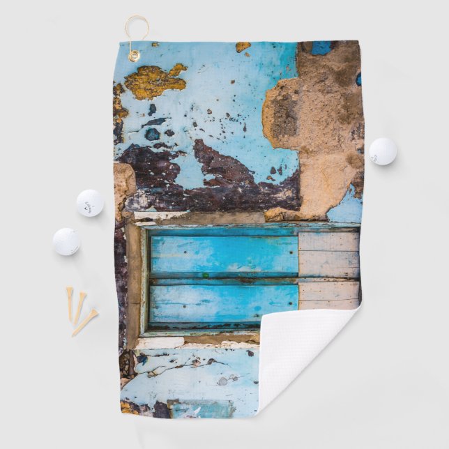 Blaue Wand und Tür Golfhandtuch (Insitu)