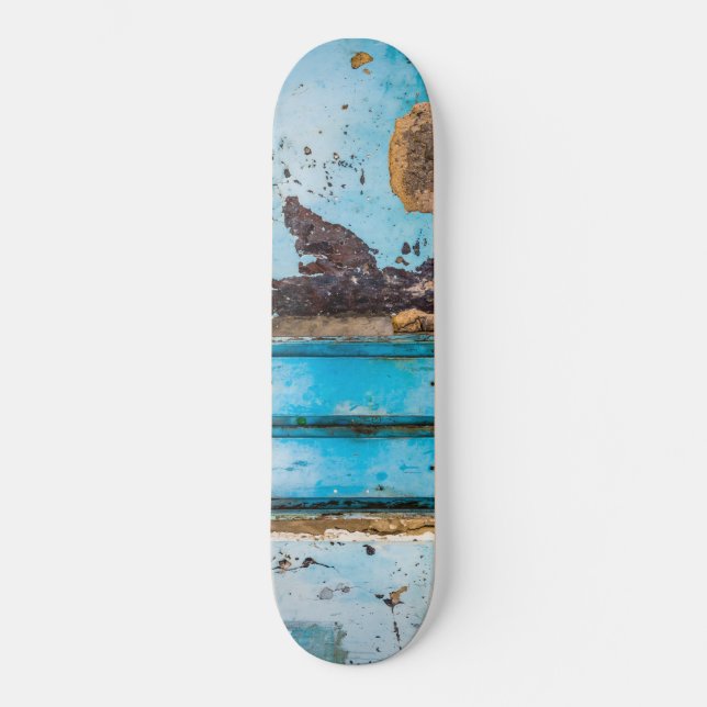 Blaue Wand und Tür Skateboard (Vorderseite)
