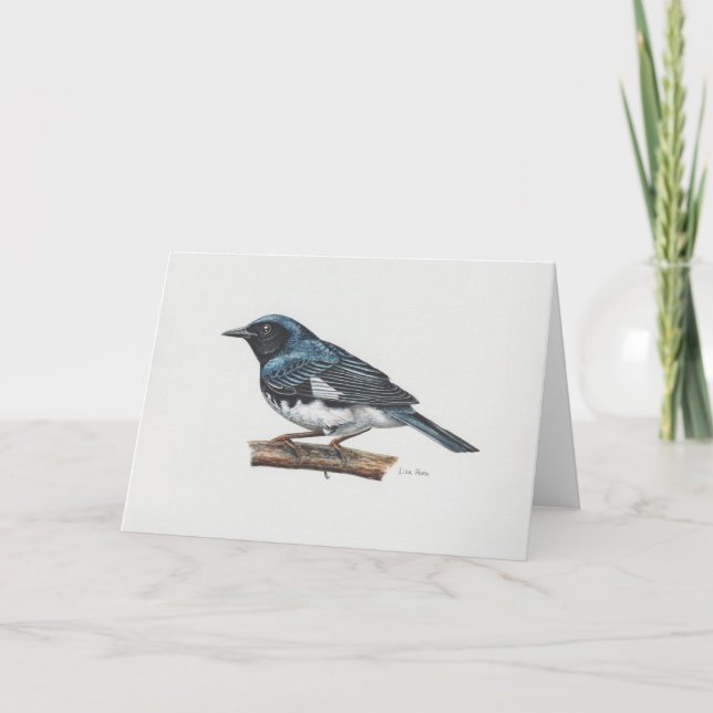 Blaue Warbler-Kunstkarte Dankeskarte (Vorderseite)