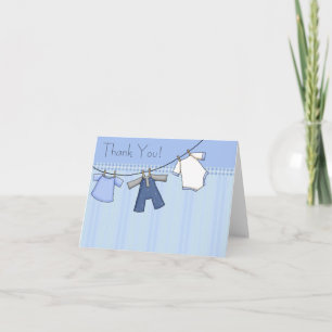 Blaue Wäscheleine Baby Dankeskarten Dankeskarte