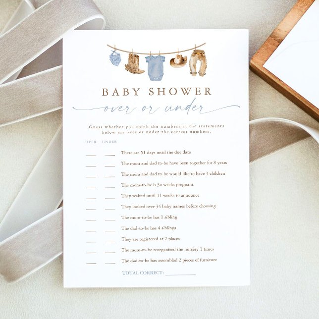Blaue Wäscheleine Über oder Unter Baby Shower Spie Einladung (Von Creator hochgeladen)
