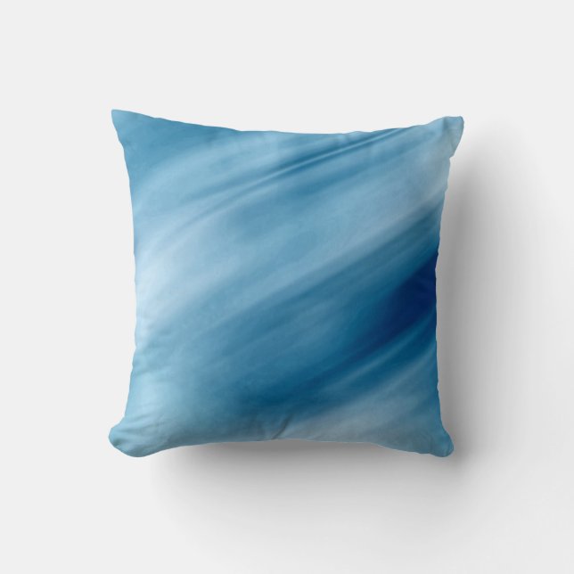 Blaue Wasserfall-Pastellkunst-Wurfs-Kissen Kissen (Vorderseite)