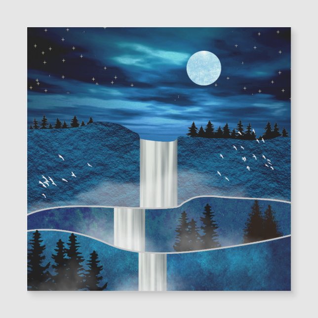 Blaue Wasserfälle Magnetkarte (Vorderseite)