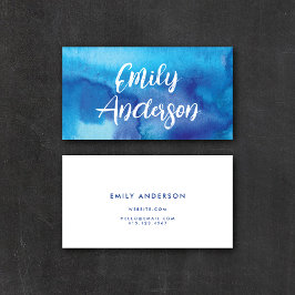 Blaue Wasserfarbe Abstrakt Schönheit Moderne Kalli Visitenkarte