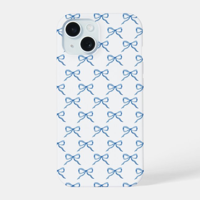 Blaue Wasserfarbe-Bogen-Muster iPhone 15 Hülle (Rückseite)
