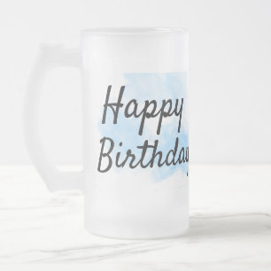 Blaue Wasserfarbe einfache Geburtstags-Name anpass Mattglas Bierglas