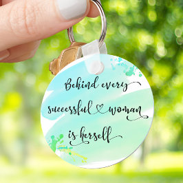 Blaue Wasserfarbe Erfolgreiche Zitattypografie für Schlüsselanhänger