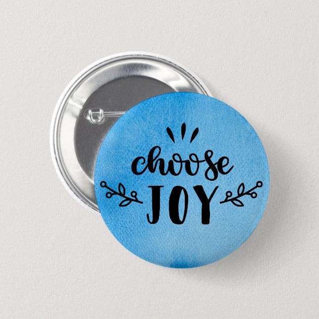 Blaue Wasserfarbe - Freude auswählen Button (Vorne & Hinten)