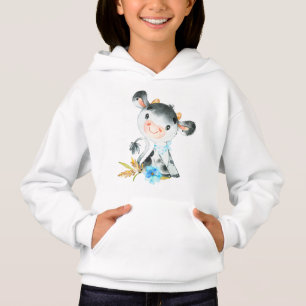 Blaue Wasserfarbe Kleine Kuh Hoodie