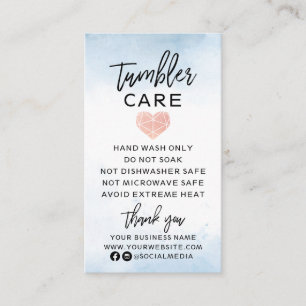 Blaue Wasserfarbe mit Herz-Tumbler-Pflege Visitenkarte