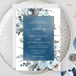Blaue Wasserfarbe mit Hochzeit von Blauen Flüssen Einladung