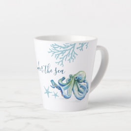 Blaue Wasserfarbe Oktopus Milchtasse