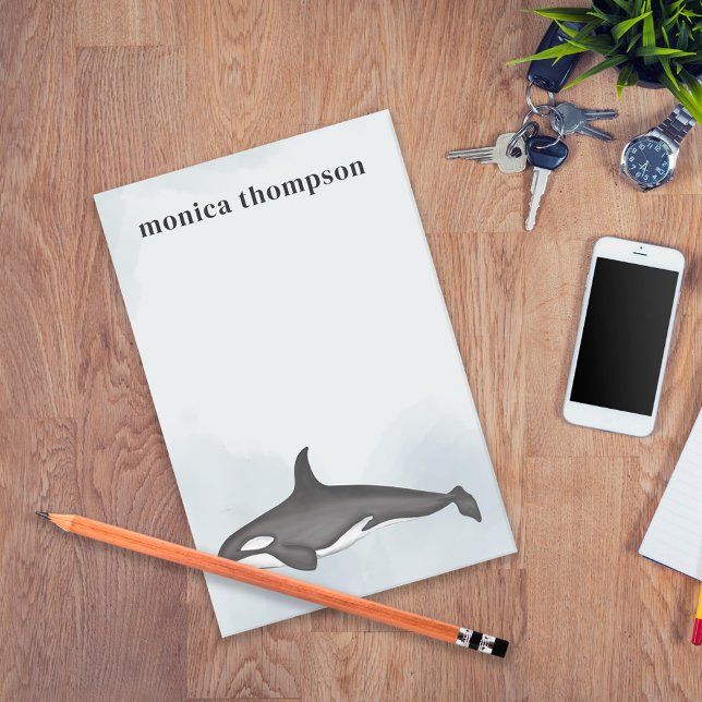 Blaue Wasserfarbe Orca Custom Post-it Klebezettel (Von Creator hochgeladen)