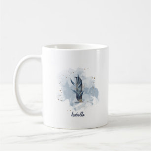 Blaue Wasserfarbe personalisierter Name Buchstabe Kaffeetasse