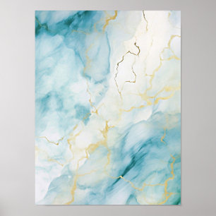 Blaue Wasserfarbe Poster