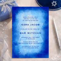 Blaue Wasserfarbe-Rahmen-Stern Bar/Bat Mizwa indiv