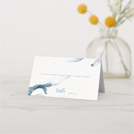 Blaue Wasserfarbe Romantische zeitgenössische Hoch Platzkarte