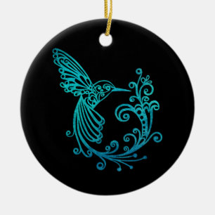 Blaue Wasserfarbe Stilvoll Hummingbird Keramik Ornament