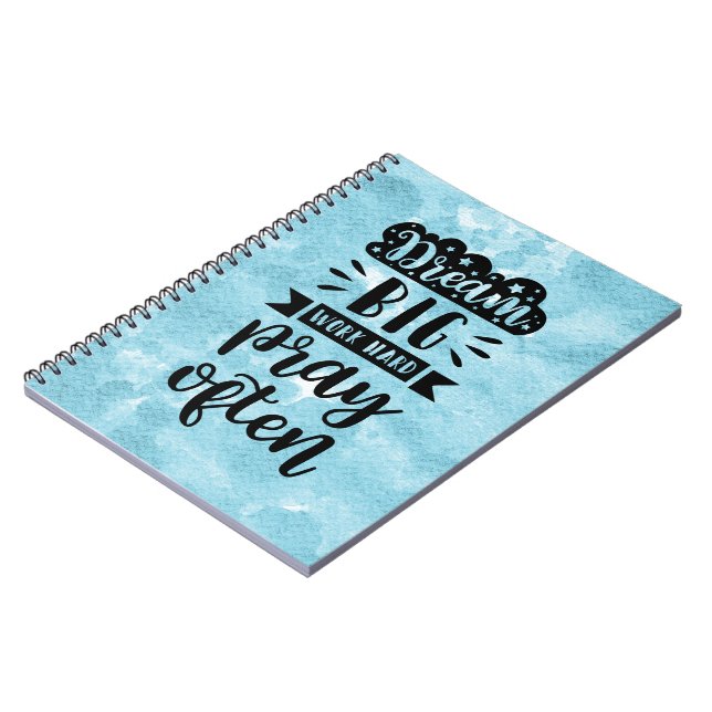 Blaue Wasserfarbe - Träumen Sie große Arbeit harte Notizblock (Linke Seite)
