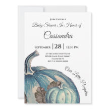 Blaue Wasserfarbe Unsere kleine Kürbis-Baby-Party