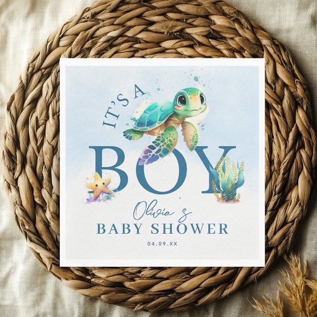 Blaue Wasserfarbe unter der Sea Baby-Dusche Serviette (Blue Watercolor Under the Sea Baby Shower Napkins)