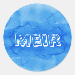 Blaue Wasserfarbe Upsherin-Aufkleber Runder Aufkleber