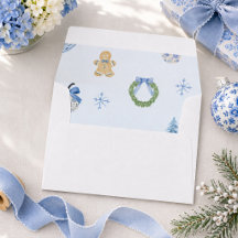 Blaue Wasserfarbe-Weihnachts-Gingerbread-Kranz