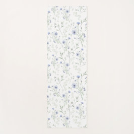 Blaue Wasserfarbe-Wildblumen-Monogramm-Name in Sal Yogamatte