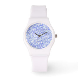 Blaue Wasserfarbe Zebra Muster Armbanduhr