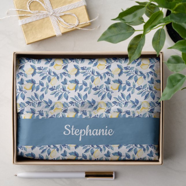 Blaue Wasserfarbe Zitrone Seidenpapier (Geschenk)