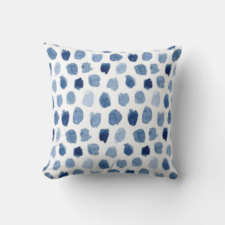 Blaue Wasserfarben Dots Pillow Kissen
