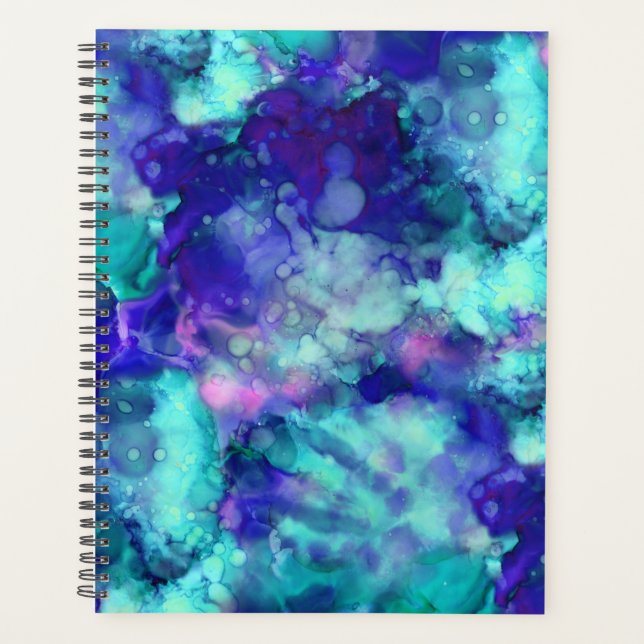 blaue Wasserfarben-Fantasie : Planer (Vorderseite)