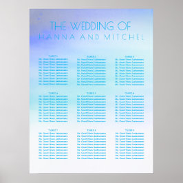 Blaue Wasserfarben Hochzeitskarte Poster