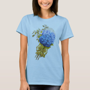 Blaue Wasserfarben-Hortensien in verschiedenen Sch T-Shirt