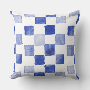 Blaue Wasserfarben-Kissen Kissen