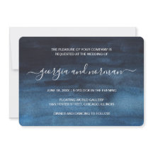 Blaue Wasserfarben Moderne Hochzeit