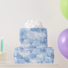 Blaue Wasserfarben-Nebel-Weiß-Abstract-Muster Geschenkpapier