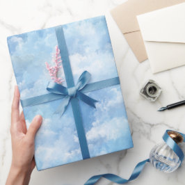 Blaue Wasserfarben-Nebel-Weiß-Abstract-Muster Geschenkpapier