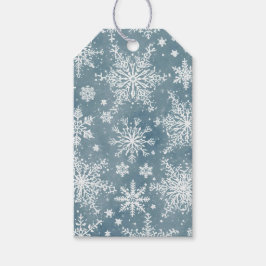 Blaue Wasserfarben-Schneeflocken Winterferien Geschenkanhänger