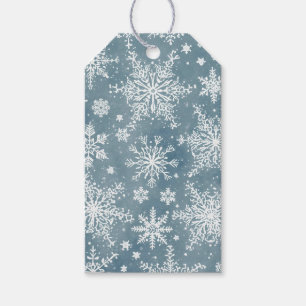 Blaue Wasserfarben-Schneeflocken Winterferien Geschenkanhänger