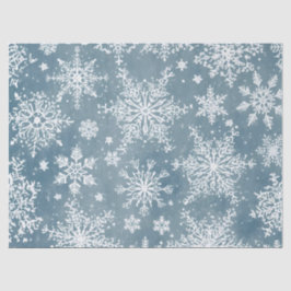 Blaue Wasserfarben-Schneeflocken Winterurlaub Seidenpapier