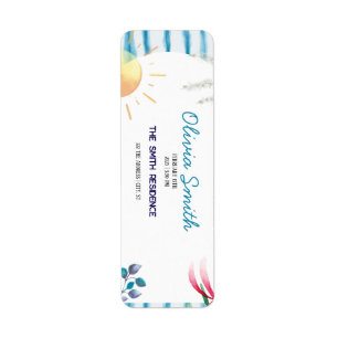 Blaue Wasserfarben-Streifen Coastal Boho Baby Show