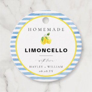 Blaue Wasserfarben-Streifen-Limoncello Geschenkanhänger