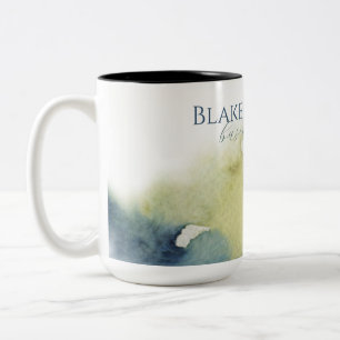 Blaue Wasserfarben-Typografie Zweifarbige Tasse