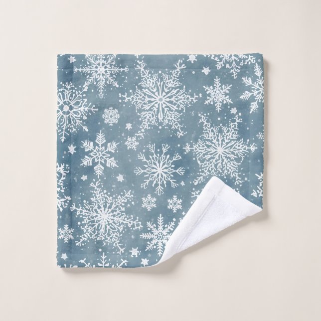 Blaue Wasserfarben-Winter-Schneeflocken Waschlappen (Waschlappen)