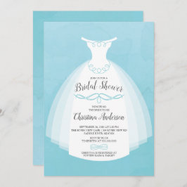 Blaue Wasserfarbenbrille Gown-Brautparty Einladung