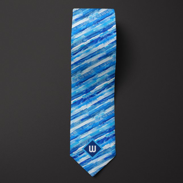 Blaue Wasserfarbene Streifen Krawatte (Von Creator hochgeladen)