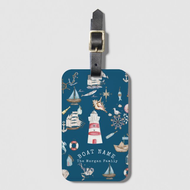 Blaue Wasserfarbenelemente Gepäckanhänger (Vorderseite Vertikal)