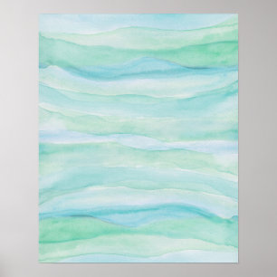 Blaue Wasserfarbenschichten Abstrakte Kunst Poster