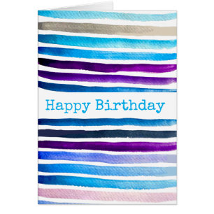 Blaue Wasserfarbenstreifen, handbemalt